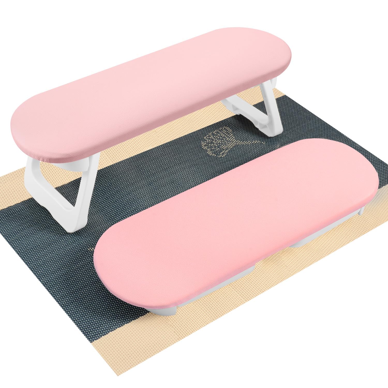 CGBE Nail Arm Rest, Soft PU Leather Hand Rest With Foldable Hand Holder Non-slip Mat, Nail Cushion Manicure Tool For Home Salon Use (Pink)