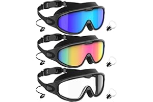 NSSIW Swimming-Goggles Adult Swim Goggles: Wide View with UV400 Protection Anti Fog No Leak for Men and Women 3 Pack