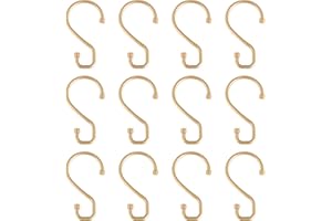 Bath Bliss 12 Pack S-Hook Shower Curtain Rings | Bathroom | Metal S Shaped Hooks | Easy Glide | Easy to Install | Hang Mugs, 