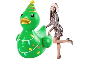 Hungdao 1 Pcs 4 Feet PVC Christmas Giant Inflatable Duck Huge Rubber Large Blow up Duck Christmas Pool Floats for Xmas Holiday Indoor Outdoor Pool Decorations (Christmas Tree)