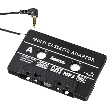 Hama KFZ-Kassettenadapter (Smartphones/MP3-/CD-Player/iPod/Tablets am Autoradio, Tape mit 3,5 mm Klinkenstecker, Stereo) schw