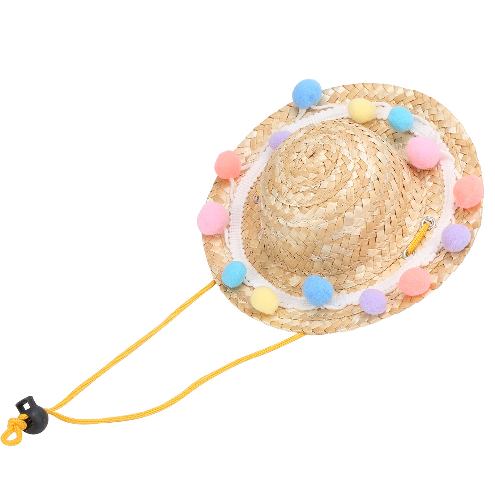Pssopp Cool Dog Cat Sombrero Hat Funny Dog Sombrero Cat Costume Straw Hat Sun Cap for Small Animals(S)