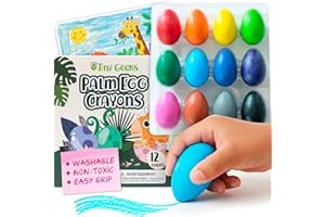 12 Egg Crayons - Non-Toxic and Washable for Toddlers & Kids - Easy-to-Hold Large Crayons, Perfect for Travel, Art, and Early 