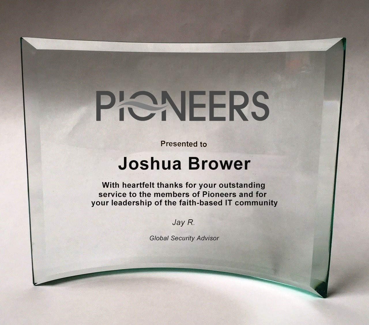 Achievement or Graduation Plaque, Beveled Etched Glass Crescent, Police, Corporate, Firefighters Awards: Everything Else