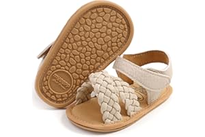 CoKate Baby Girls Sandals Ruffle Bowknot Premium Soft Sole Anti-Slip Open Toe Breathable Summer Outdoor First Walker Shoes Baby Sandals 0-3 months girls