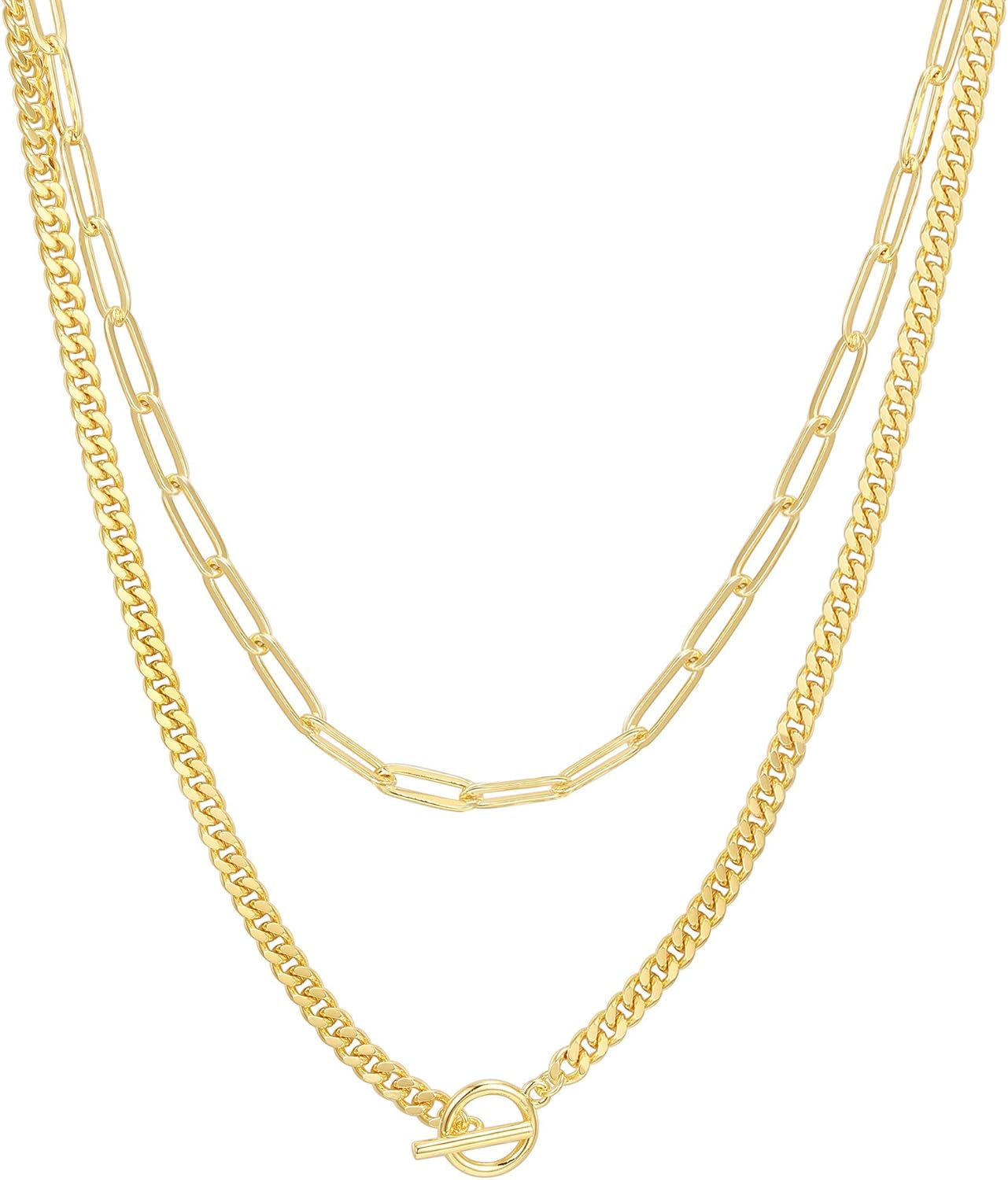 PAVOI 14K Gold Plated Layered Chain Necklace for Women | Layering ...