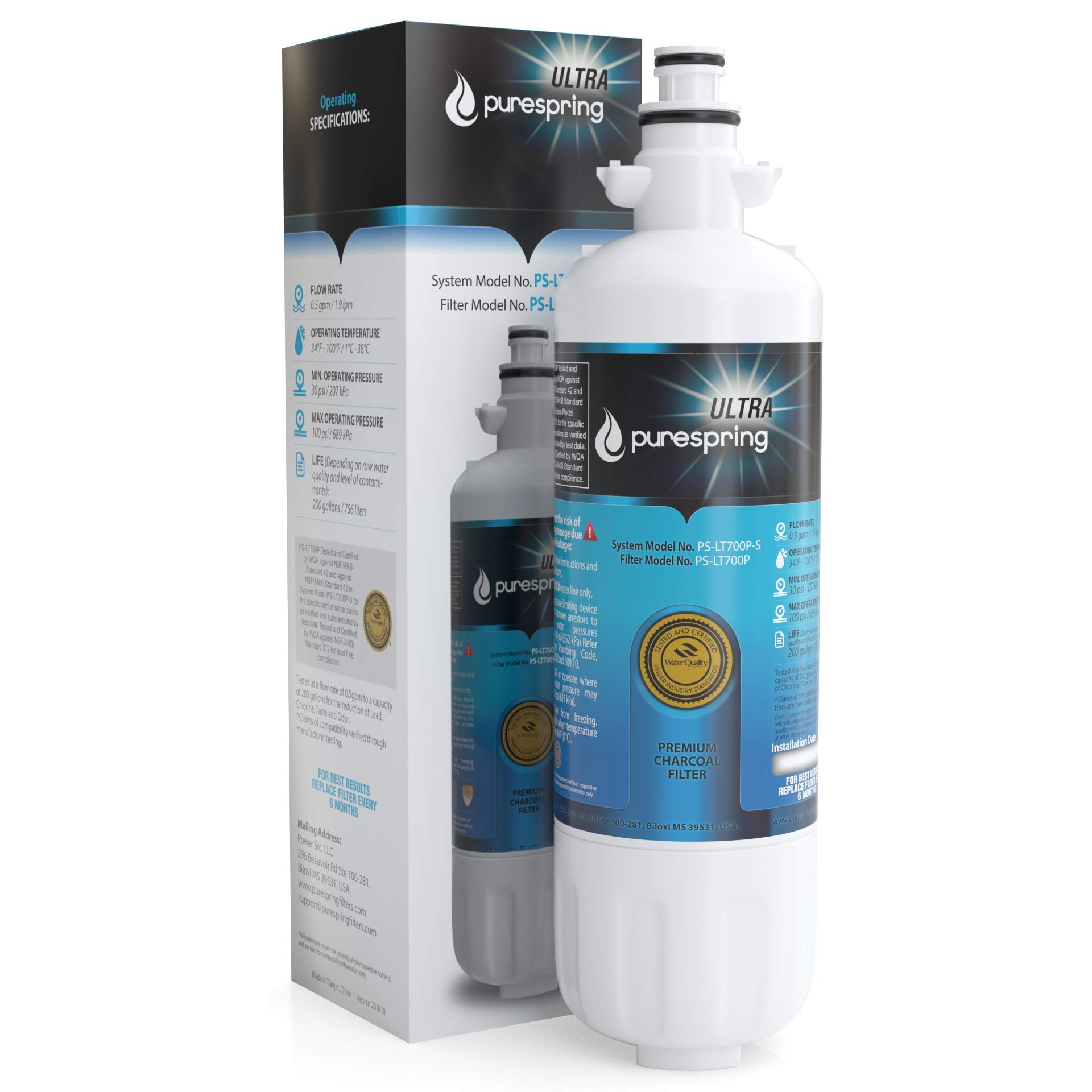 PureSpring NSF 53&42 Certified Replacement Refrigerator Water Filter