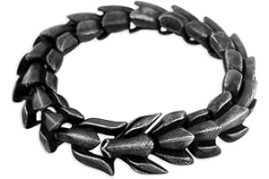 HAQUIL Viking Dragon Bracelet, Stainless Steel Ouroboros Jormungandr Link Chain Bracelet, Viking Jewelry Gift for Men