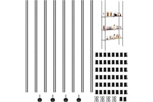 Beeveer Chrome Wire Shelving Posts Commercial Heavy Duty Poles Wire Shelf Parts with 50 Pcs Clips for 1" Post Rack Accessories, Black(Set of 4,74 Inch)