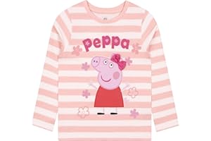 Peppa Pig Girls Tshirt, Girls Long Sleeve Shirt with 3D Bow, Soft Cotton Kids Clothing