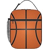 HKHEHOP Fun Basketball Texture Ball Lunch Bag Insulated Reusable Lunch Box Lunch Tote Lunchbox Portable Bento Bags For Men Women Office Work Travel Picnic Camping