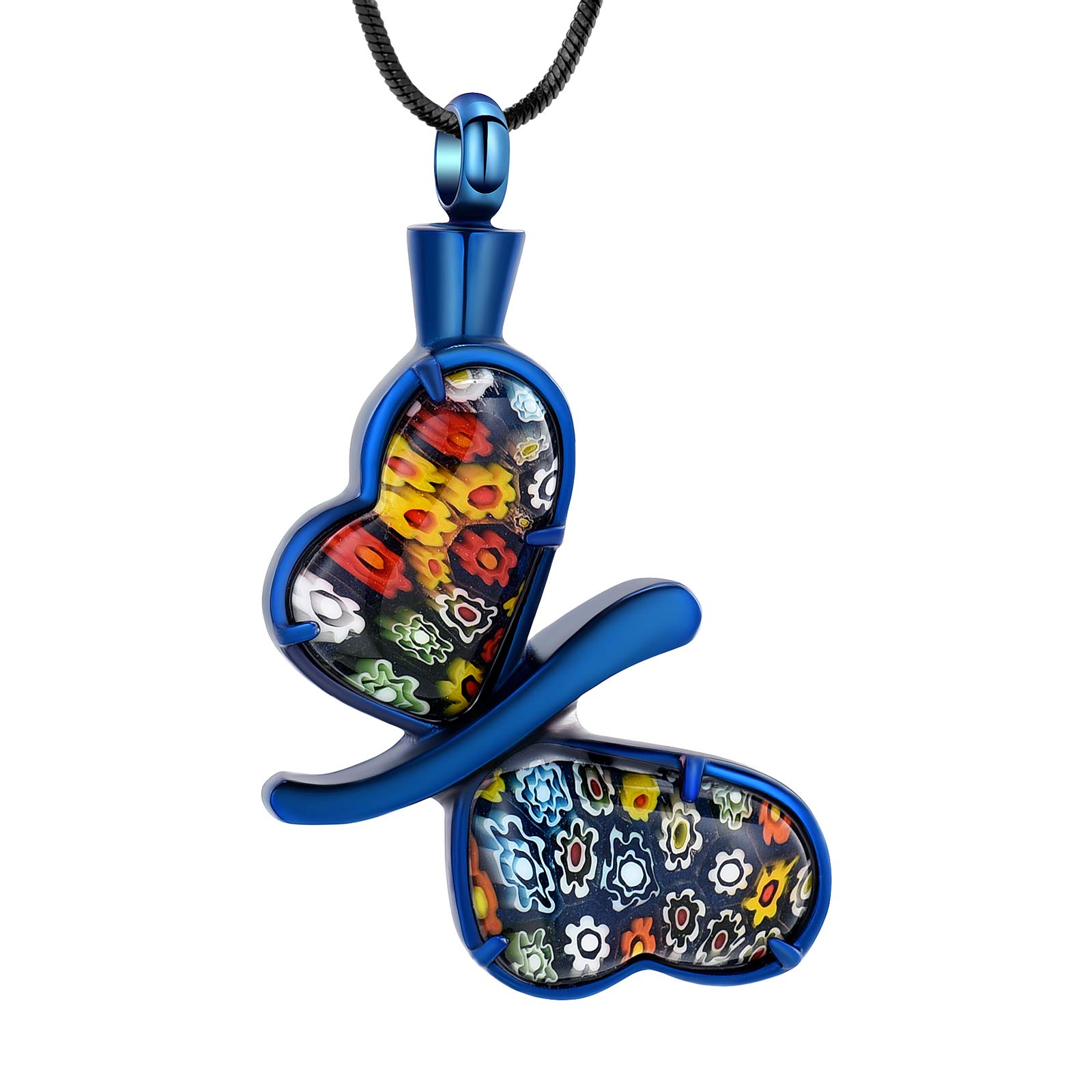 Minicremation Cremation Jewelry for Ashes - Memorial Keepsake for Beloved's Ashes Urn Pendants Butterfly Cremation Necklace for Ashes for Women Blue-1