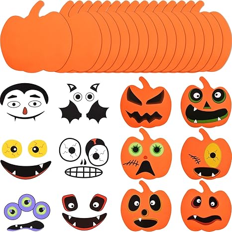 Amazon Co Jp Outus 16ピース ハロウィン フォーム パンプキン クラフトキット 16ピース パンプキン ステッカー クラフト ステッカー ハロウィン 子供 クラフト パーティー デコレーション ホーム キッチン
