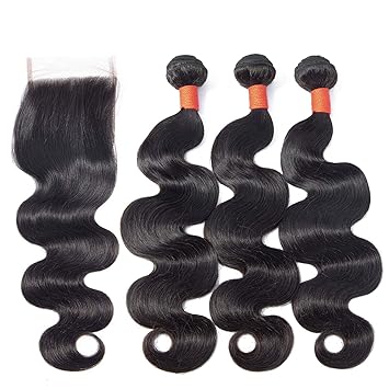 Amazon Com 100 Human Hair Weave Bundles With Closure Malaysian