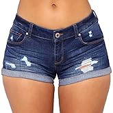 vanberfia Women's Stretchy Denim Mid Rise Jean Shorts with Pockets…