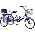 WEIMMIN Adult Tricycle 7 Speed, 20 Inch 3 Wheel Bikes Folding Tricycle for Adults,for Women/Men/Seniors, Fork Shock Absorption Wheel Cruiser Bike w/Front&Rear Basket for Shopping/Children