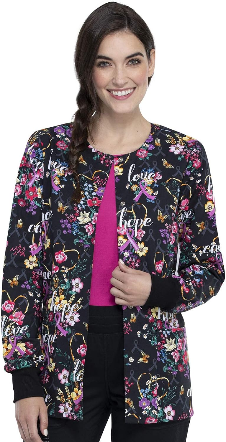 CHEROKEE Genuine Snap Front Warm-Up Scrub Jacket CK301: Clothing