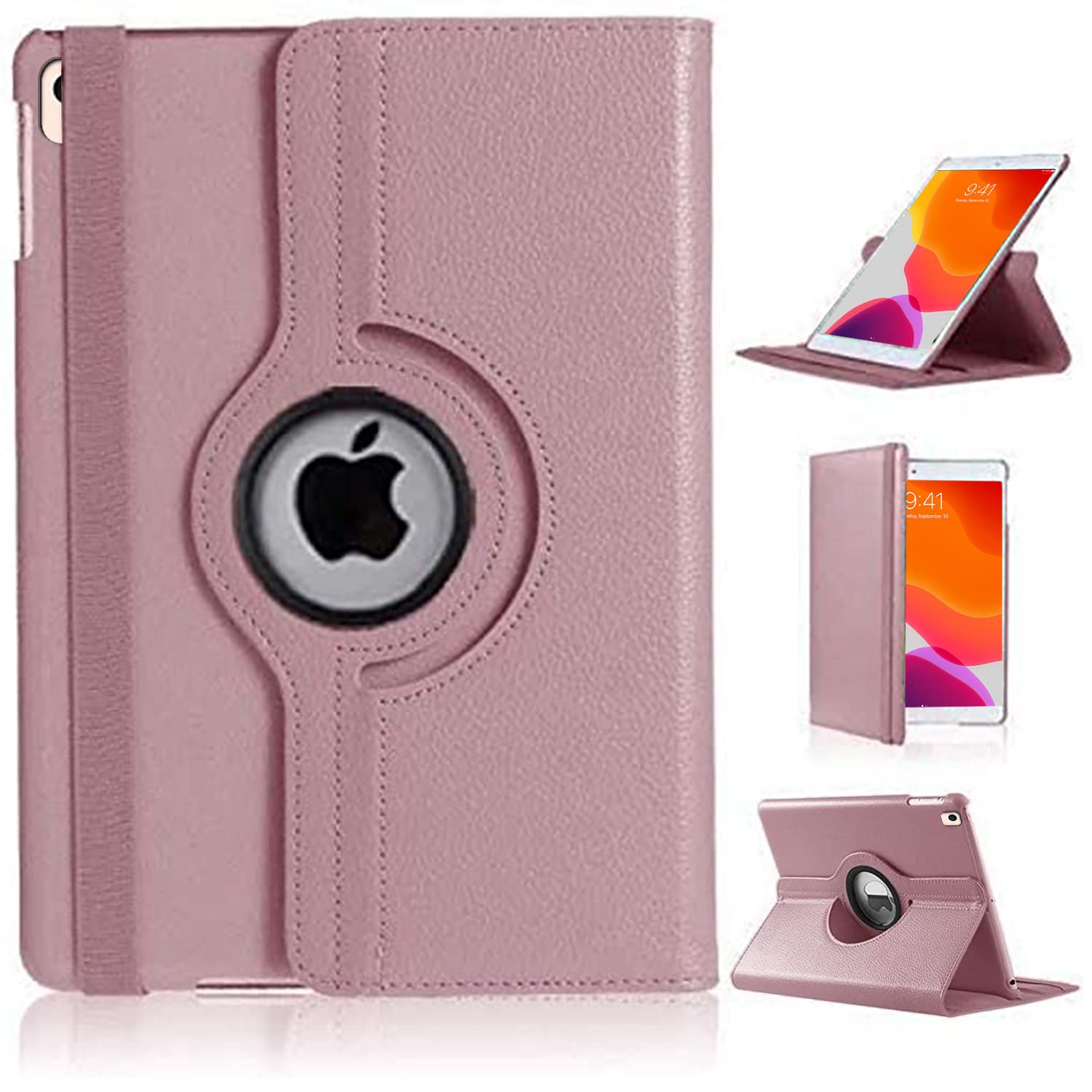 For iPad 10.2 Case 9th 8th 7th Generation (2021/2020/2019) [360 Rotating Stand] [Auto Sleep/Wake] PU Leather Smart Folio Protective Tablet Cover 10.2 inch (ROSE GOLD)