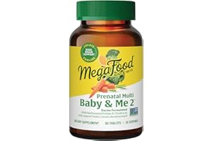 MegaFood Baby & Me 2 Prenatal Vitamin and Minerals - Vitamins for Women - with Folate (Folic Acid Natural Form), Choline, Iron, Iodine, and Vitamin C, Vitamin D and more - 60 Tabs (30 Servings)
