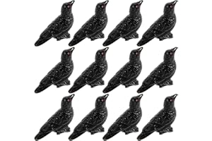 NUOBESTY 12pcs Halloween Mini Crow Resin Figurines Small Bird Statues Micro Landscape Desktop Ornament