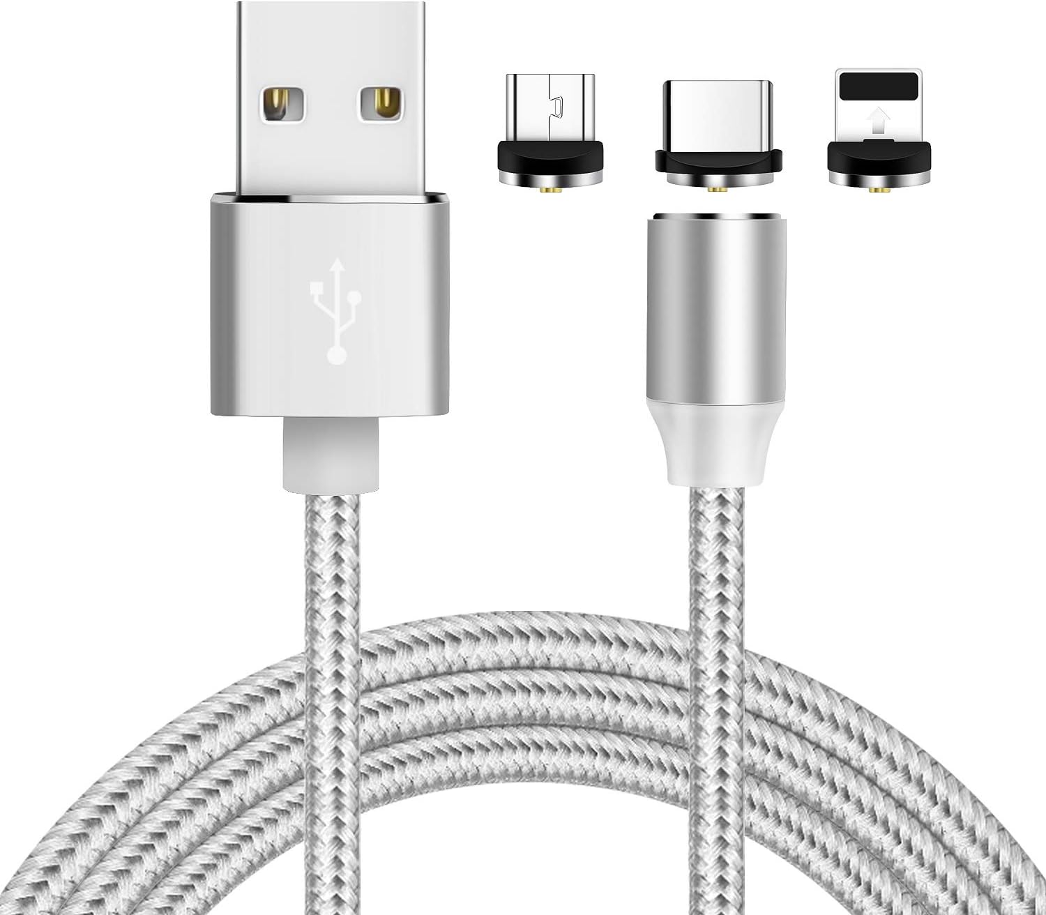 360 Degree Round Charging Cable,Micro +USB C+Phone