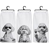 Koesus Funny Poodle Dish Towels for Kitchen, Poodle Lover Mom Gifts Kitchen Towels, Cute Coffee Noodle Wine Poodles Decorative Hand Towels, Dog Mom Grandma Mother's Birthday Day Gift, 16x24 Inch