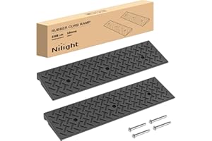 Nilight 1.6" Rise Curb Ramps, Heavy Duty Rubber Driveway Threshold Shed Ramp for Sidewalk Cars Lawn Mower Wheelchairs Motorcycles, 3300lbs Load Capacity