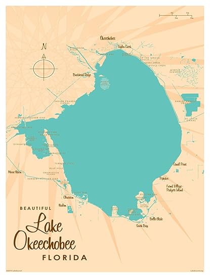 Amazon Com Lake Okeechobee Florida Map Vintage Style Art Print By