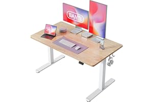 BANTI 48'' Standing Desk, Electric Stand up Height Adjustable Home Office Table, Sit Stand Desk with Splice Board, Maple