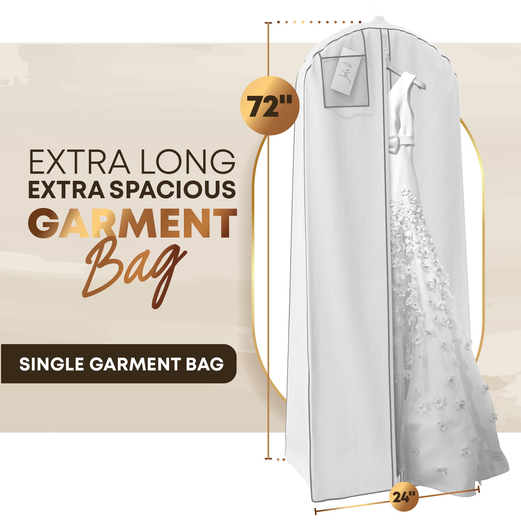 Your Bags Wedding Dress Garment Bag - Garment Bags for Travel & Hanging Clothes or Storage Preservation - 72