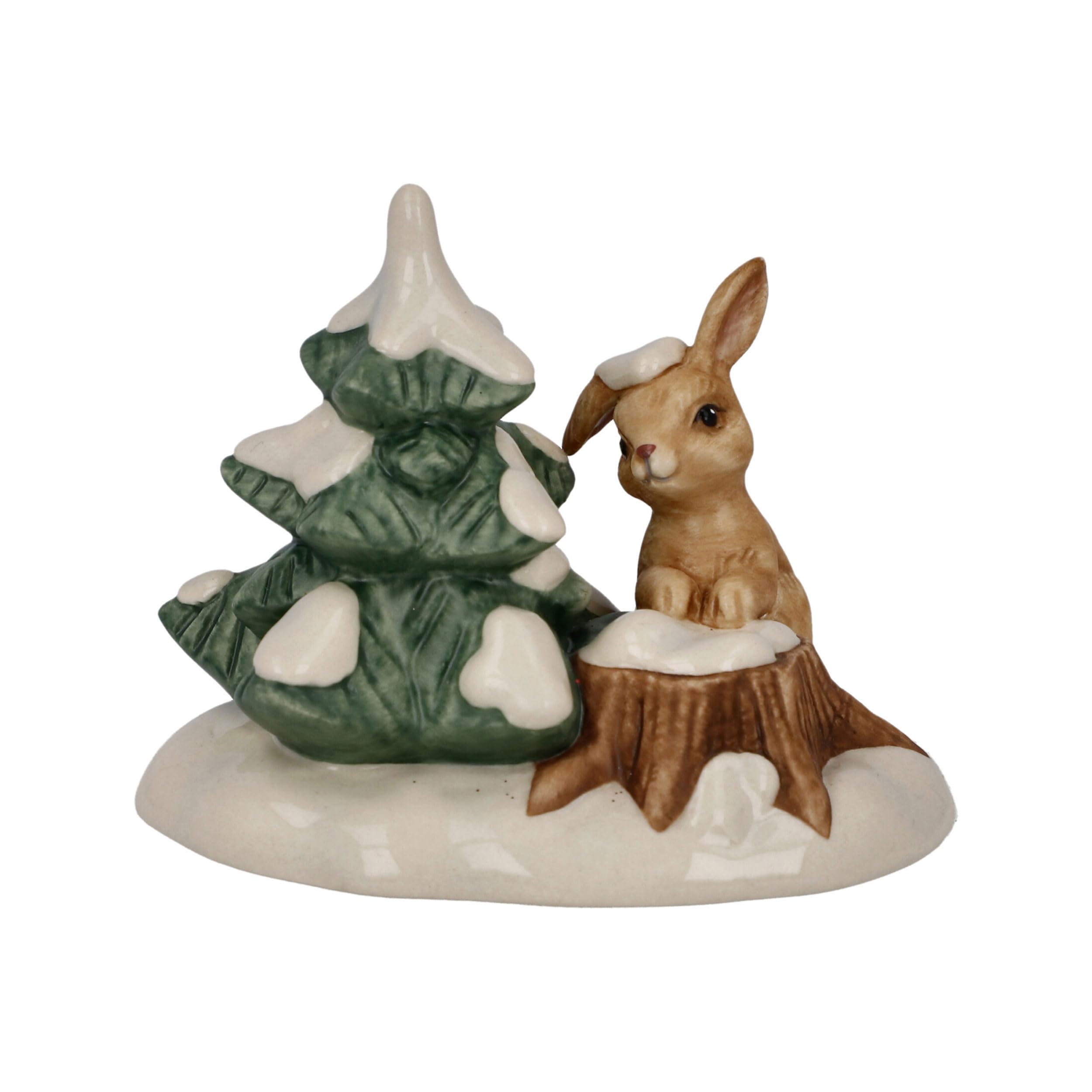 Goebel 66-704-26-1 Christmas Figurine Winter Forest Drolling Bunny Made of Porcelain Height 6.5 cm