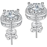 Moissanite Stud Earrings for Womens 3-4 Carat S925 Sterling Silver Earrings for Women D Color VVS1 Clarity Moissanite Earrings
