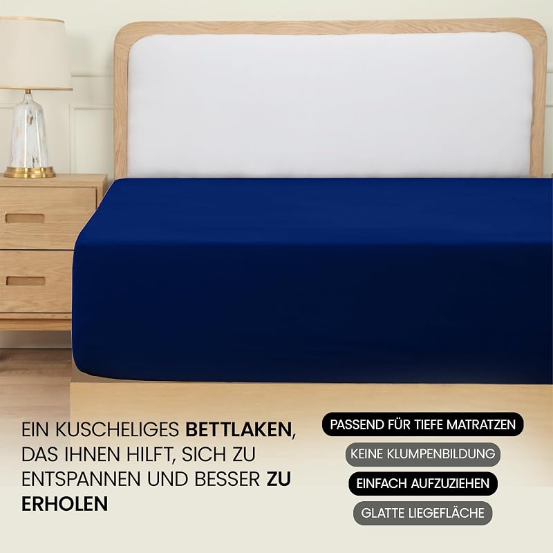- Spannbettlaken 180x200cm - Royal Blau