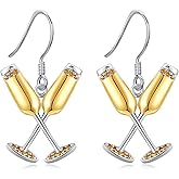 YAFEINI Champagne Earrings S925 Sterling Silver Martini Wine Dangle Drop Earrings Wine Jewelry Gifts for Women Champagne Lovers