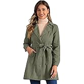 Allegra K Women's Trench Jean Jackets Notched Lapel Long Sleeve Denim Jacket