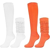 SIXDAYSOX Women’s Slouchy Socks for Women 80s 90s Retro Style Cozy Scrunch Mid Calf Socks 2 Pack
