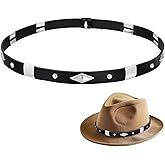 Psyqtsuary 23.6 Inch Hat Bands for Women & Men, Classic Elastic Cowboy Hat Band, Black (1 Count)