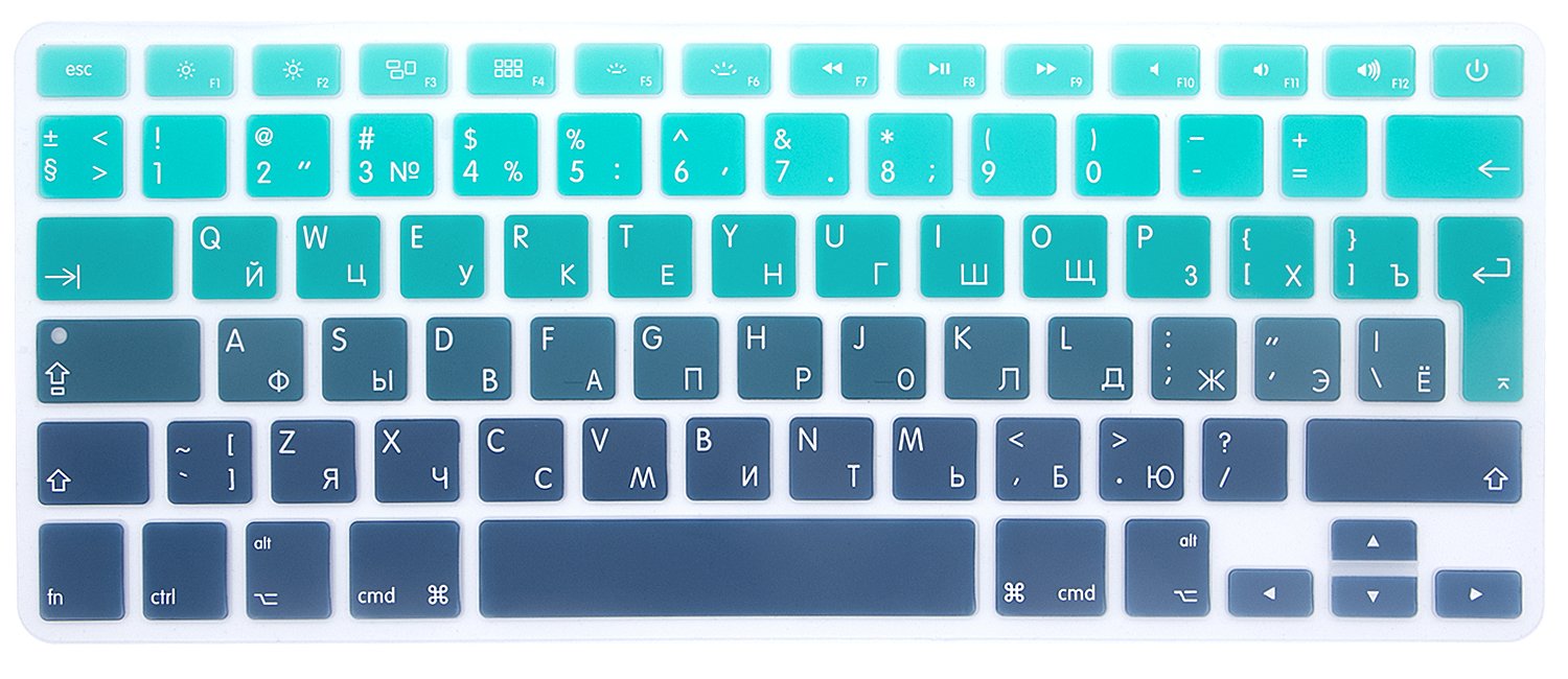 MMDW EU/UK Russian Language Keyboard Cover for Macbook Pro 13 Inch,15 Inch(with or without Retina Display,2015 or Older Version) for Macbook Old Air 13 Inch European/ISO Keyboard Silicone Skin