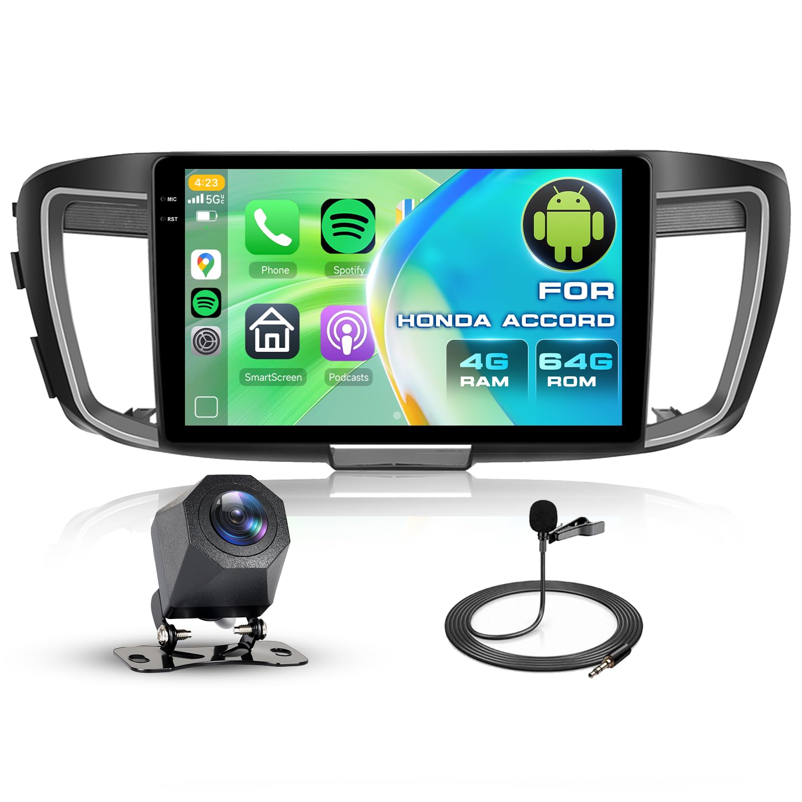 Photo 1 of 4GB+64GB Android Stereo for Honda Accord 2.4L 2013-2015 Radio Upgrade 10 Inch Touch Screen Head Unit, Driauto Car Stereo with Wireless Carplay Android Auto GPS WiFi Bluetooth DSP Canbus Backup Camera