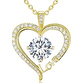 Moissanite Heart Necklaces for Women, 1-3 Carat Moissanite 925 Sterling Silver Love Jewelry, Valentines Day Birthday Wedding Anniversary Engagements Gifts for Women Wife Girlfriend Mom Her