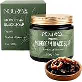 NOUREAA Organic Moroccan Black Soap (Beldi) &ndash; Made in Morocco &ndash; Traditional Moroccan Hammam Body Cleanser &ndash; Olive-Based Black Soap for Exfoliation Prep &ndash; Authentic Moroccan Body Care &ndash; 7 oz