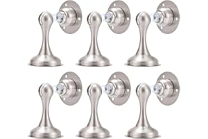 Magnetic Door Stoppers 6 Pack Brushed Nickel No Drilling Needed 3M Adhesive or Screw Mount Soft-Catch Magnetic Door Holder fo