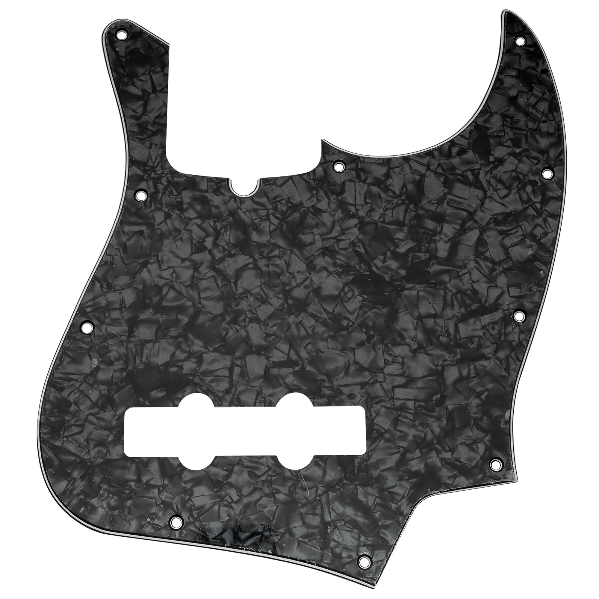 Musiclily Pro 10-Hole Modern Style J Bass Pickguard for 4 String American Jazz Bass, 4Ply Black Pearl
