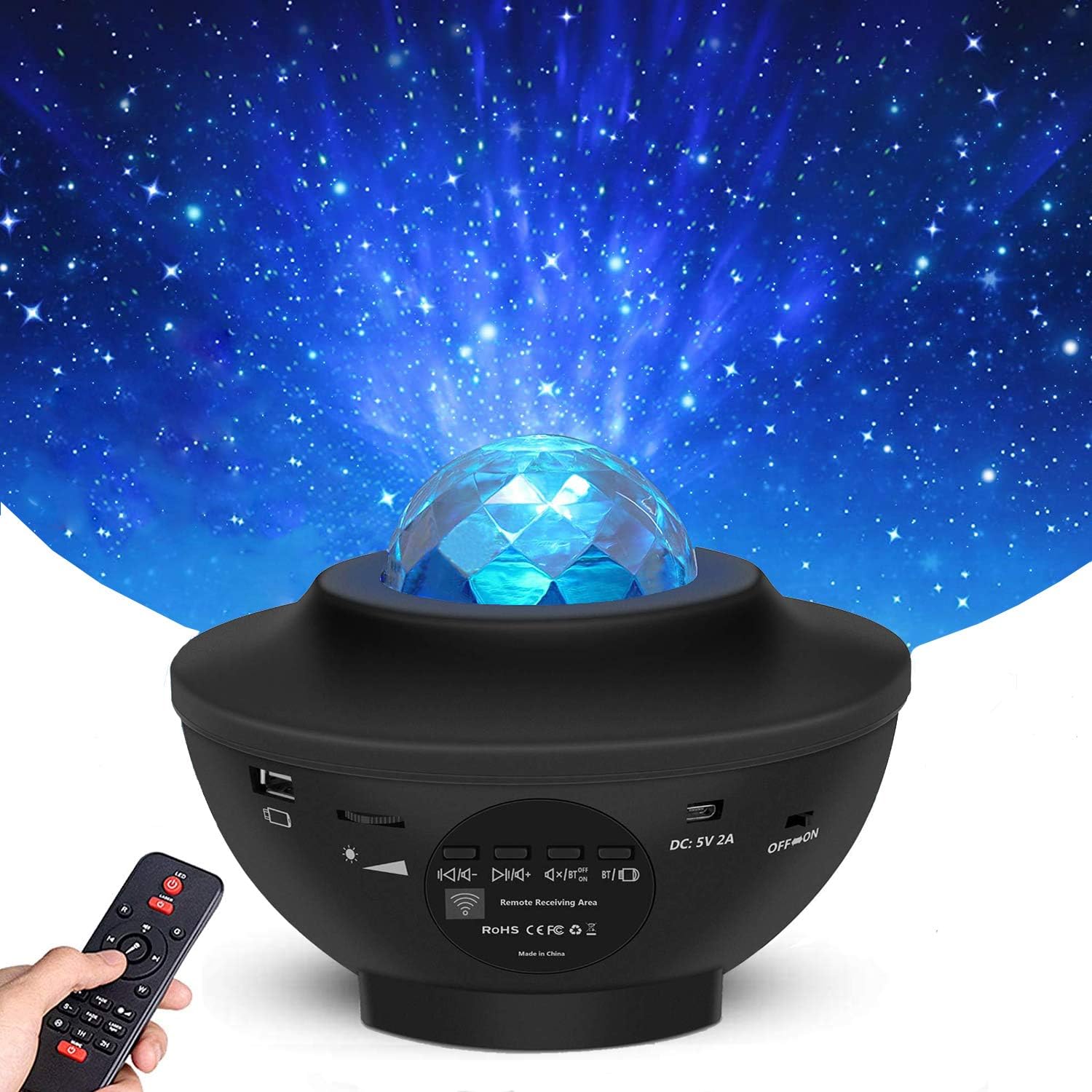 Star Projector Night Light, HFAN LED Ocean Wave Light Projector with Sound Sensor,Remote Control