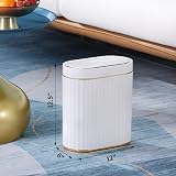 ELPHECO 9L Slim Wireless Motion Sensor Bathroom Trash Can White Gold Trim view 4
