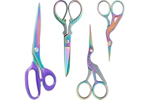 Asdirne Titanium Coating Sewing Scissors Bundle, Professional Fabric Scissors Set, Ultra-Sharp Stainless Steel Blades, Ergono