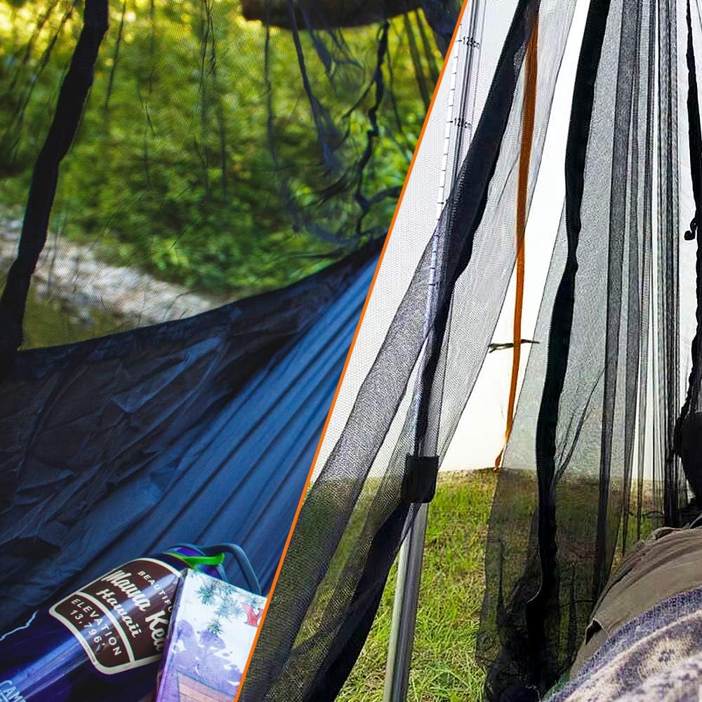Hammock Net Camping Net Fits for All Camping Hammocks, Polyester Netting for 360 Degree Protection and Double Sided Zipper for Easy Access: Sports & Outdoors