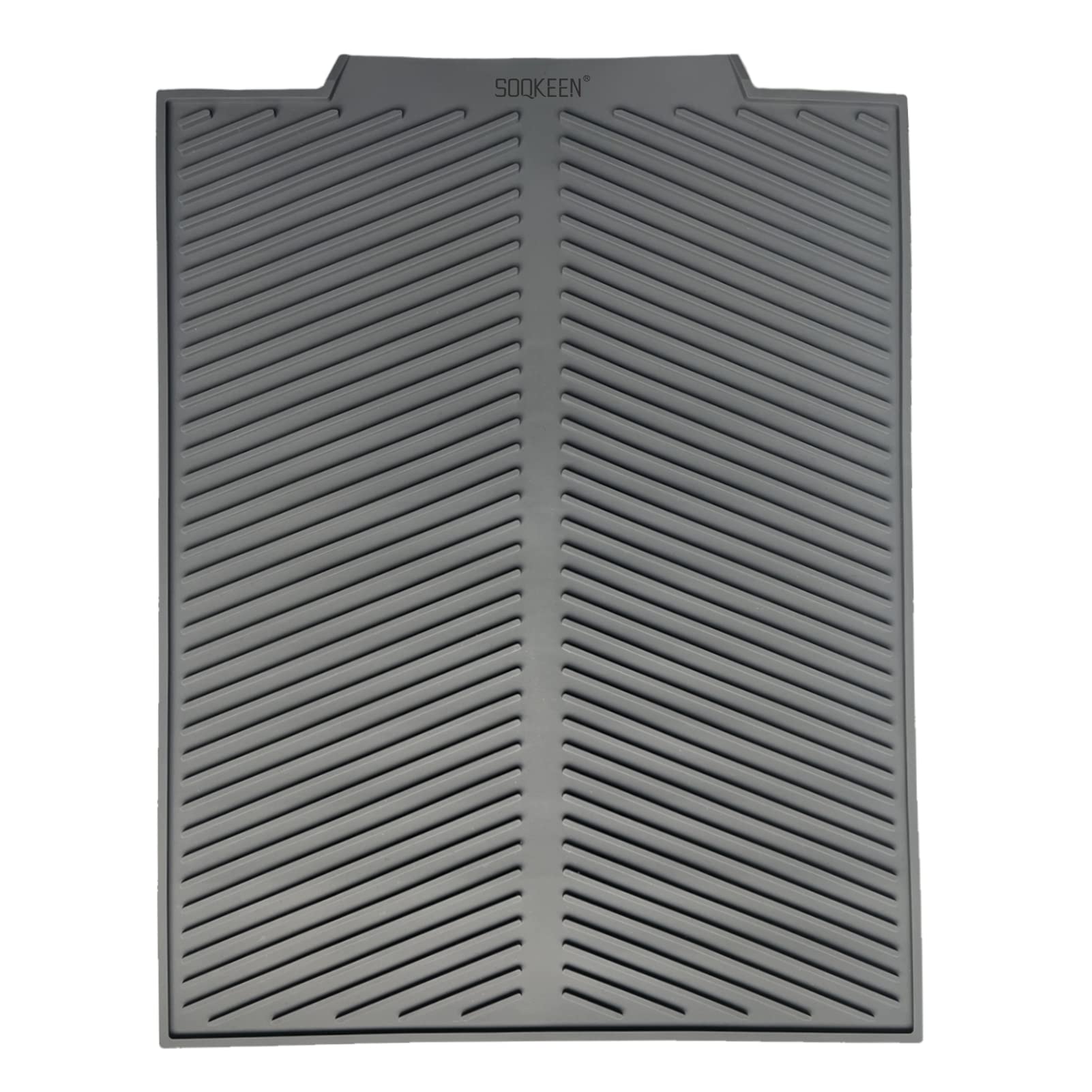 SOQKEEN Silicone Dish Drying Mat - 43 cm x 33 cm Draining Board Mats, Heat Resistant, Collapsible, Non-Slip Kitchen Silicone Drainer - Grey Draining Mat