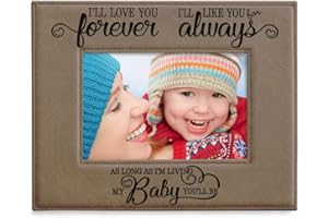 Kate Posh - I'll love you forever, I'll like you for always, as long as I'm living, my Baby you'll be, New Baby Gifts, Wedding Gifts, Valentines Gifts - Engraved Leather Picture Frame (5x7-Horizontal)
