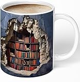 Aigori Library Bookshelf Mug, Book Lovers Coffee
